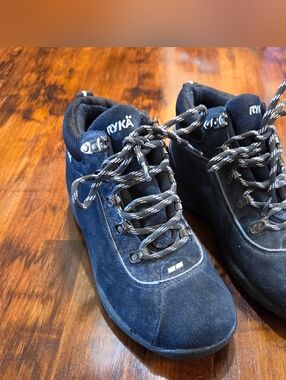 Ryka Boots Hiking Navy Blue Suede Lace Up Ankle Size 8 Terrain Nitracel